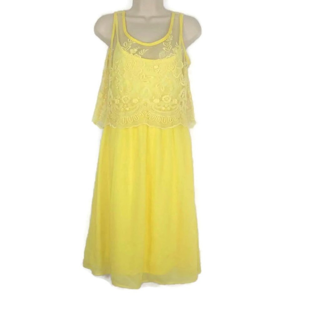 Versona Yellow Lace Top Dress